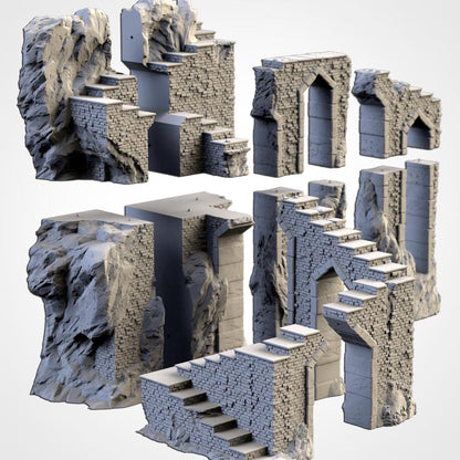 Dwarven Underground Mines and Stairs | 32/28mm Wargaming Scenery and Miniature Terrain