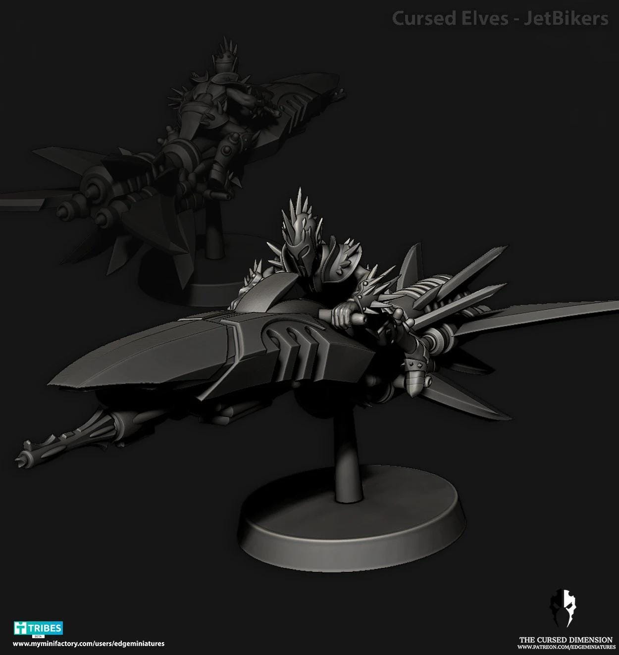 Cursed Elves Jetbikes | 32/28mm Heroic-Scale Sci-Fi Bike Miniatures