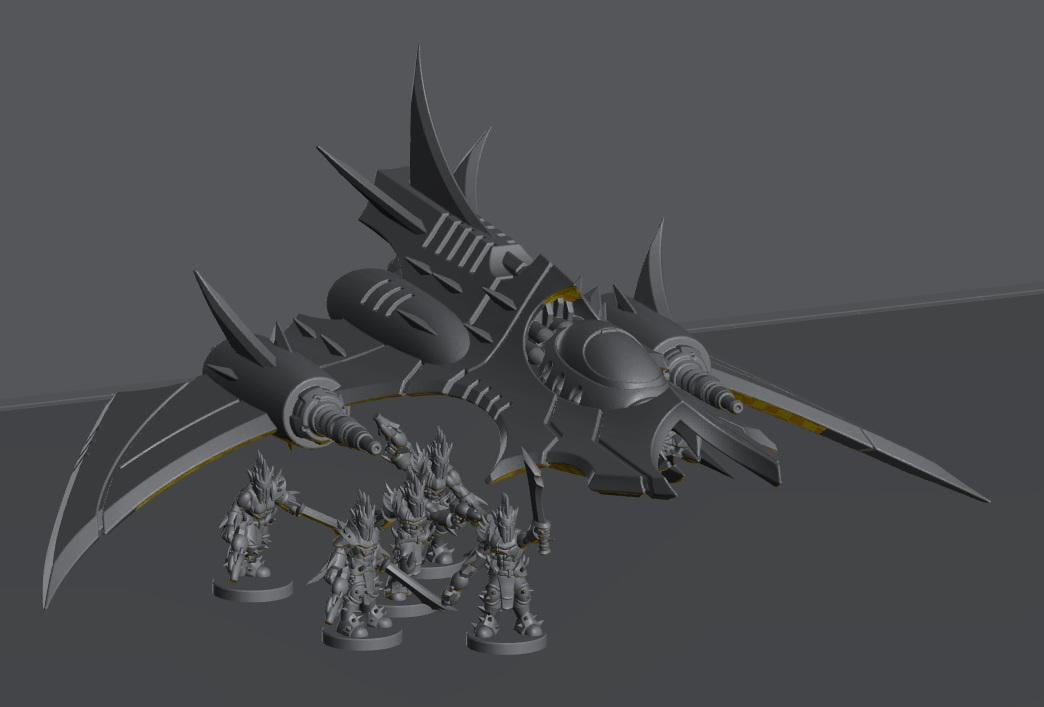 Cursed Elves Aerial Bomber | 8mm Epic Scale Sci-Fi Vehicle Miniatures