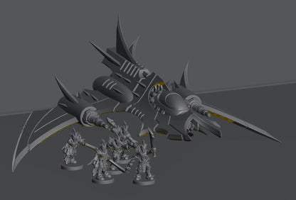Cursed Elves Aerial Bomber | 8mm Epic Scale Sci-Fi Vehicle Miniatures