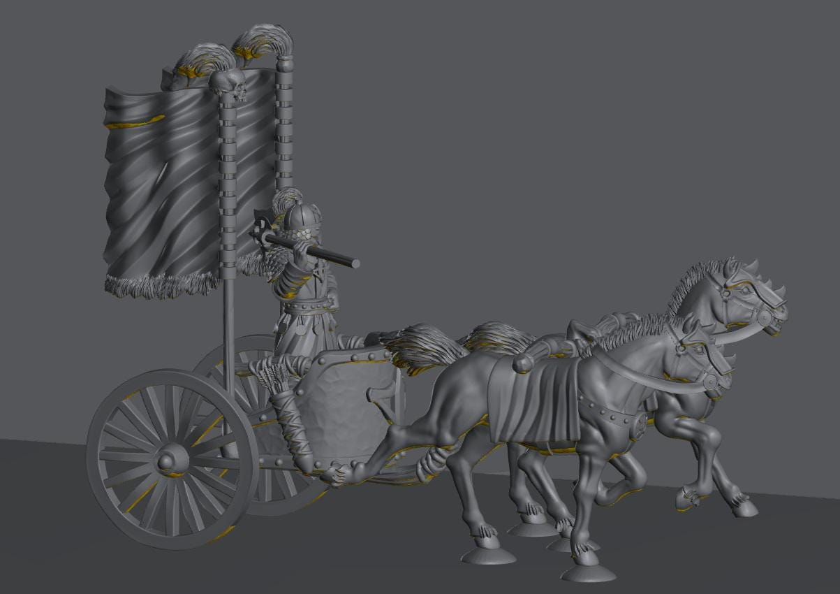 Chariot Raiders Warrior on Chariot | 28mm Scale Fantasy War Machine Miniatures