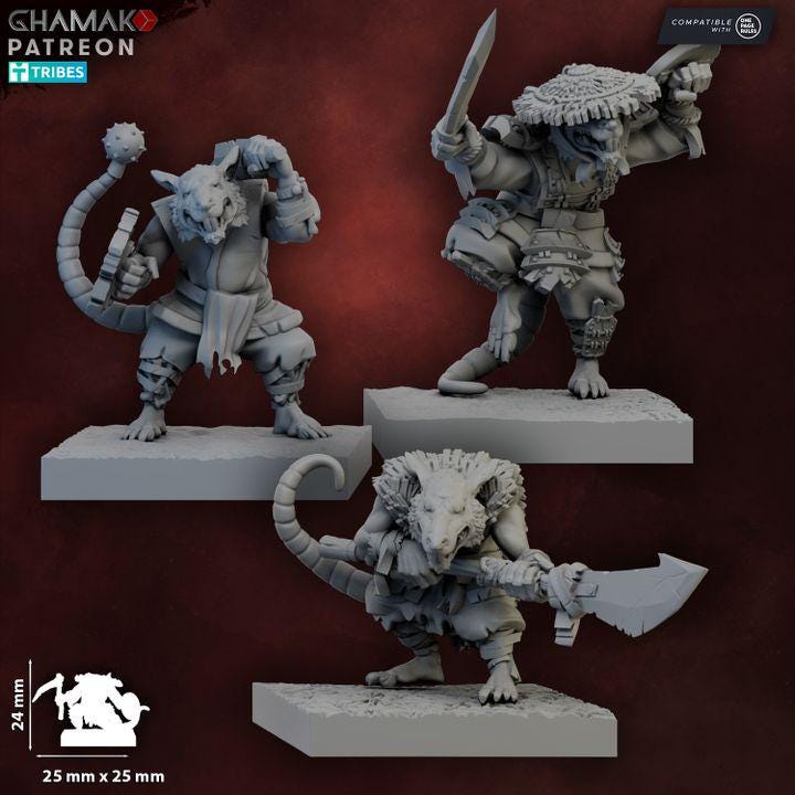 Ratmen Warriors | 28mm Heroic-Scale Fantasy Infantry Miniatures