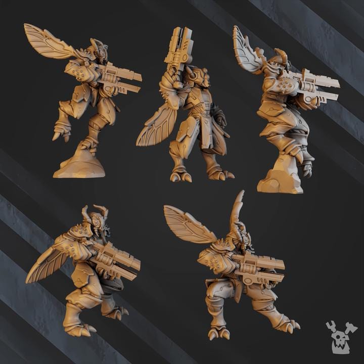 Midnight Sun Covenant Mantomorhs Assault Squad | 32/28mm Heroic-Scale Sci-Fi Jump Infantry Miniatures