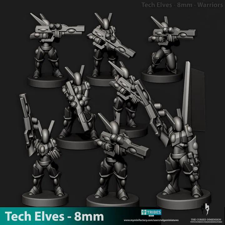 Tech Elves Warriors | 8mm Epic Scale Sci-Fi Infantry Miniatures