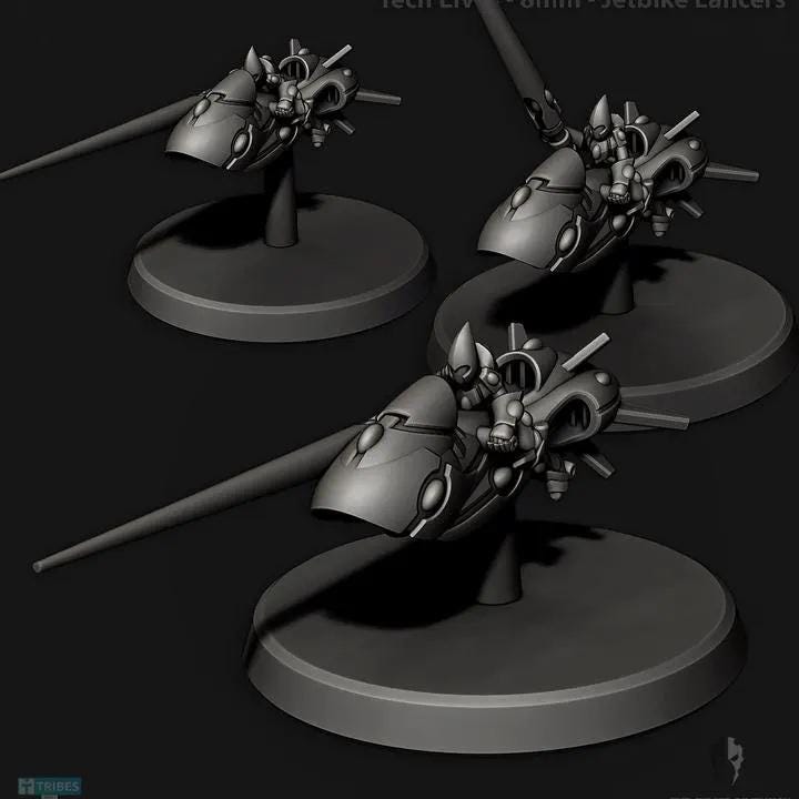 Tech Elves Jetbikes | 8mm Epic Scale Sci-Fi Bike Miniatures
