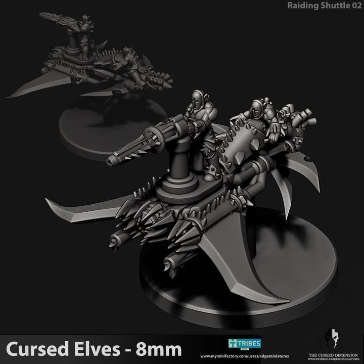 Cursed Elves Raiding Shuttles | 8mm Epic Scale Sci-Fi Vehicle Miniatures