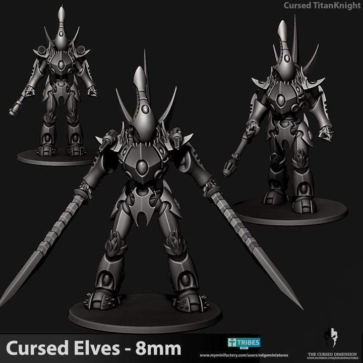 Cursed Elves Titan Knight | 8mm Epic Scale Sci-Fi Titan Miniature