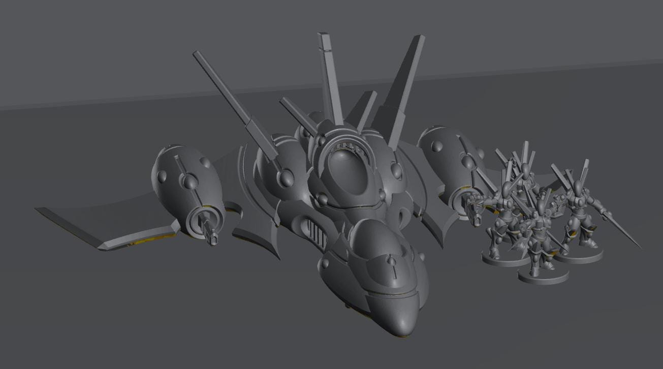 Tech Elves Bombers | 8mm Epic Scale Sci-Fi Vehicle Miniatures