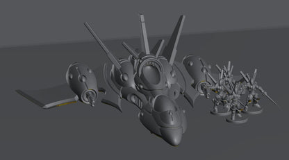 Tech Elves Bombers | 8mm Epic Scale Sci-Fi Vehicle Miniatures