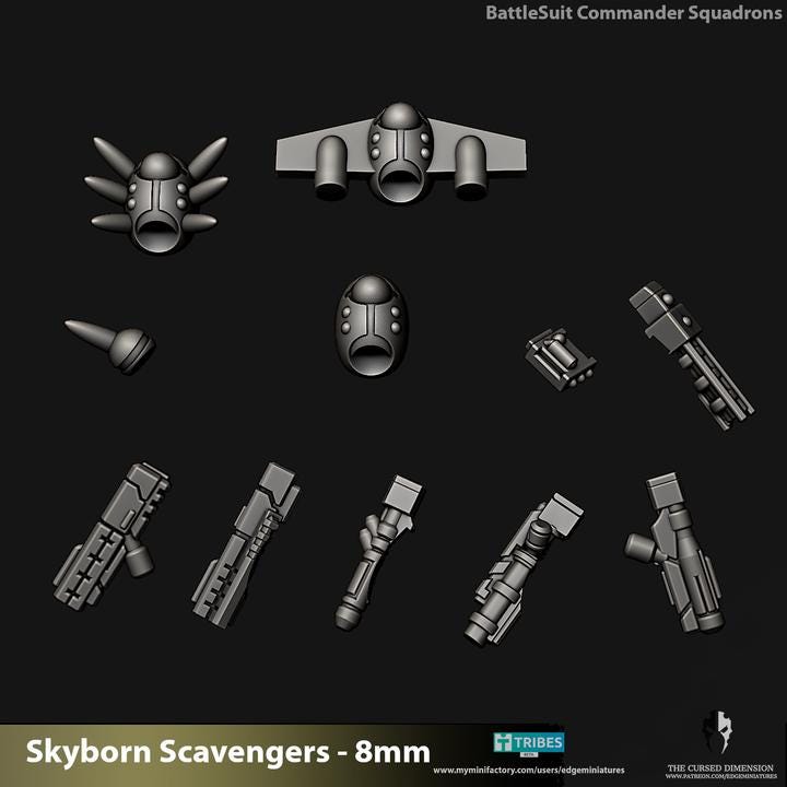 Skyborn Battlesuit Commanders | 8mm Epic Scale Sci-Fi Walker Miniature