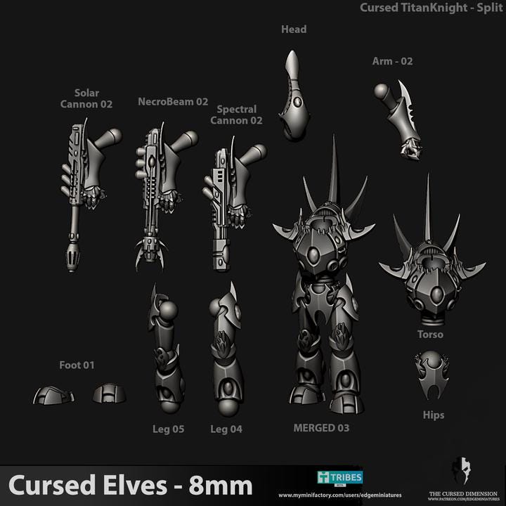 Cursed Elves Titan Knight | 8mm Epic Scale Sci-Fi Titan Miniature