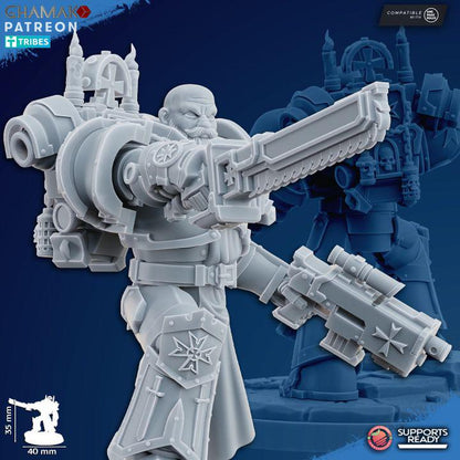 Temple Militum Heroes | 32/28mm Heroic-Scale Sci-Fi Heavy Power Armour Infantry Leader