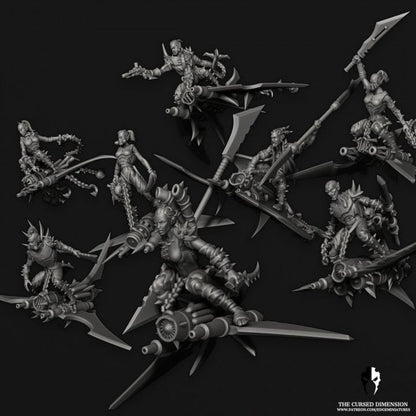 Cursed Elves Speed Freak Riders | 32/28mm Heroic-Scale Sci-Fi Miniatures