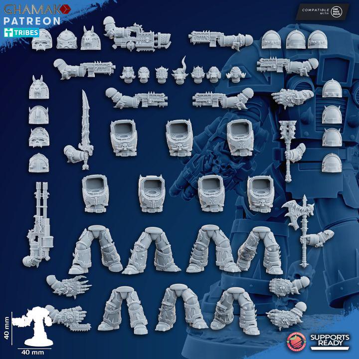Heretic Exterminators | 32/28mm Heroic-Scale Sci-Fi Heavy Power Armour Infantry