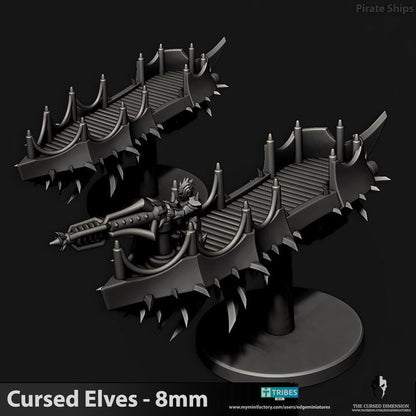 Cursed Elves Pirate Ships | 8mm Epic Scale Sci-Fi Vehicle Miniatures