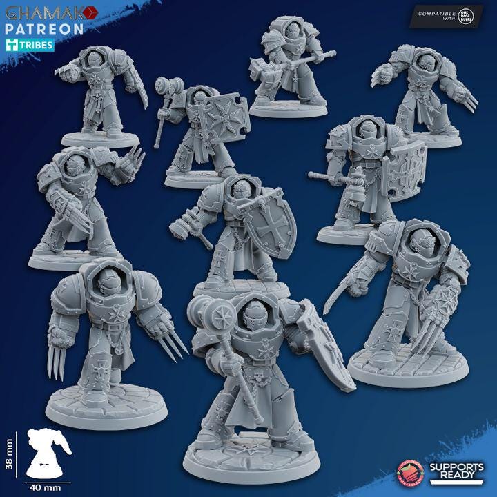 Temple Exterminators | 32/28mm Heroic-Scale Sci-Fi Heavy Power Armour Infantry