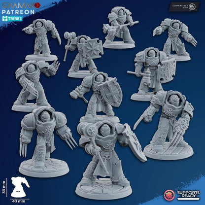 Temple Exterminators | 32/28mm Heroic-Scale Sci-Fi Heavy Power Armour Infantry