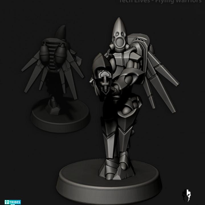 Tech Elves Flying Warriors | 32/28mm Heroic-Scale Sci-Fi Miniatures