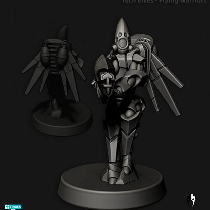 Tech Elves Flying Warriors | 32/28mm Heroic-Scale Sci-Fi Miniatures