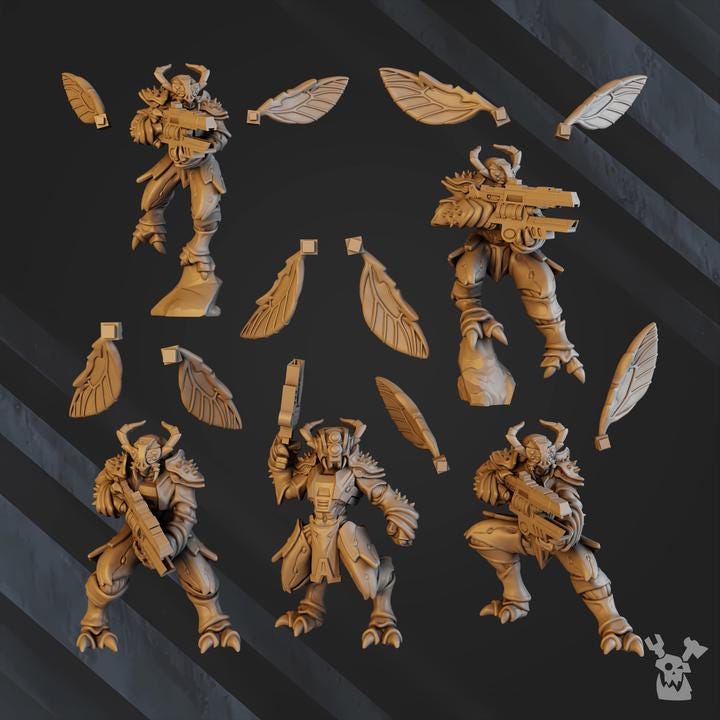 Midnight Sun Covenant Mantomorhs Assault Squad | 32/28mm Heroic-Scale Sci-Fi Jump Infantry Miniatures
