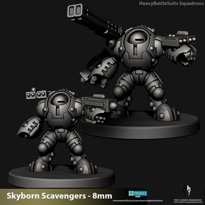 Skyborn Heavy Battlesuits | 8mm Epic Scale Sci-Fi Walker Miniature