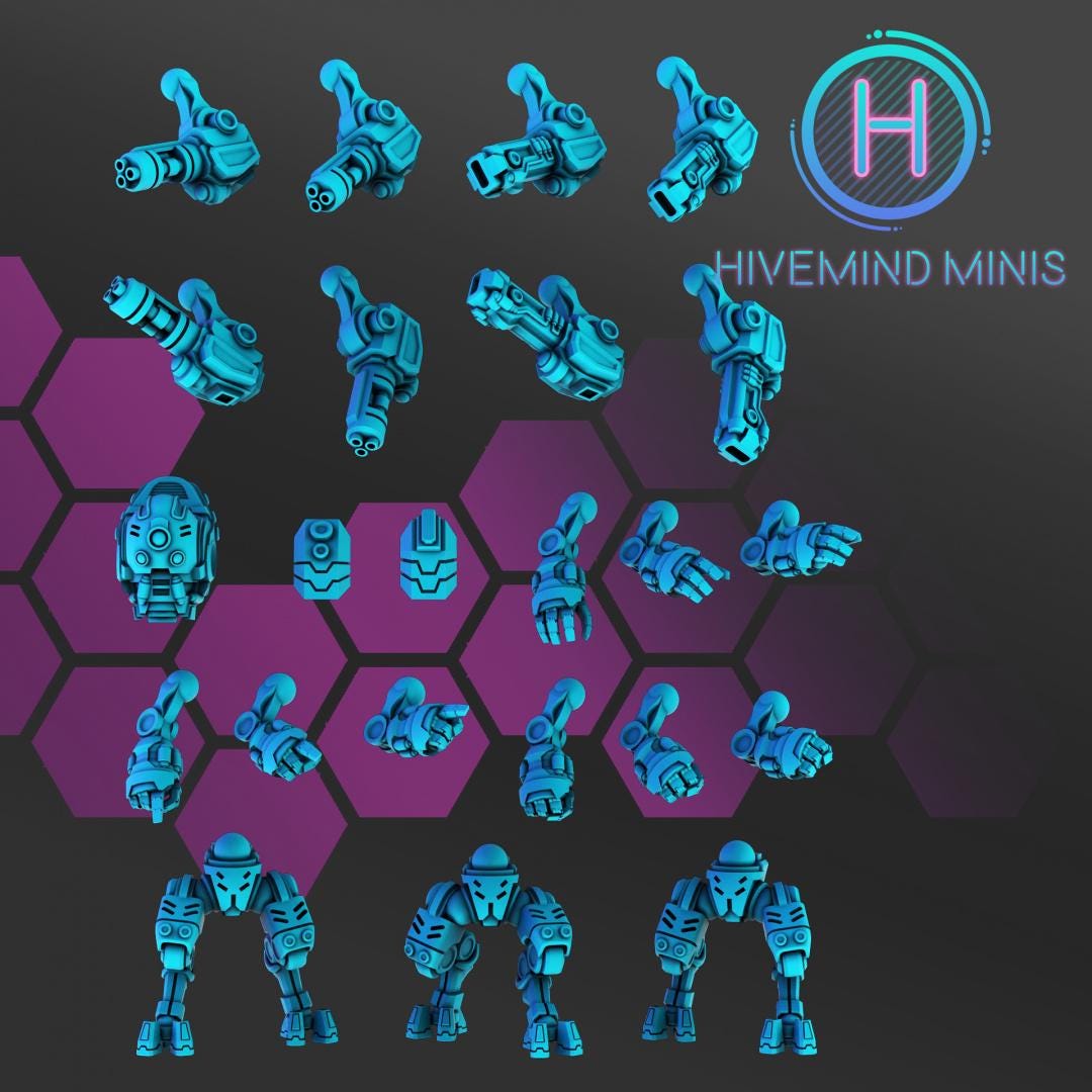 Hive Droid Spectres | 32/28mm Heroic-Scale Sci-Fi Infantry Miniatures
