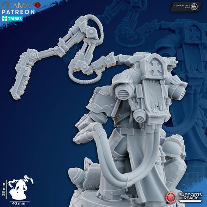 Temple Militum Heroes | 32/28mm Heroic-Scale Sci-Fi Heavy Power Armour Infantry Leader