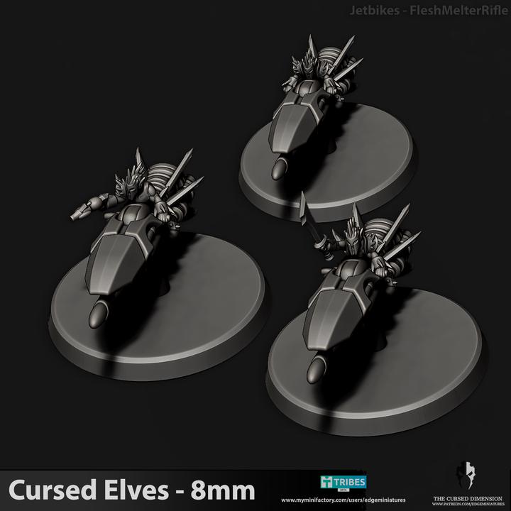 Cursed Elves Jetbikes | 8mm Epic Scale Sci-Fi Bike Miniatures