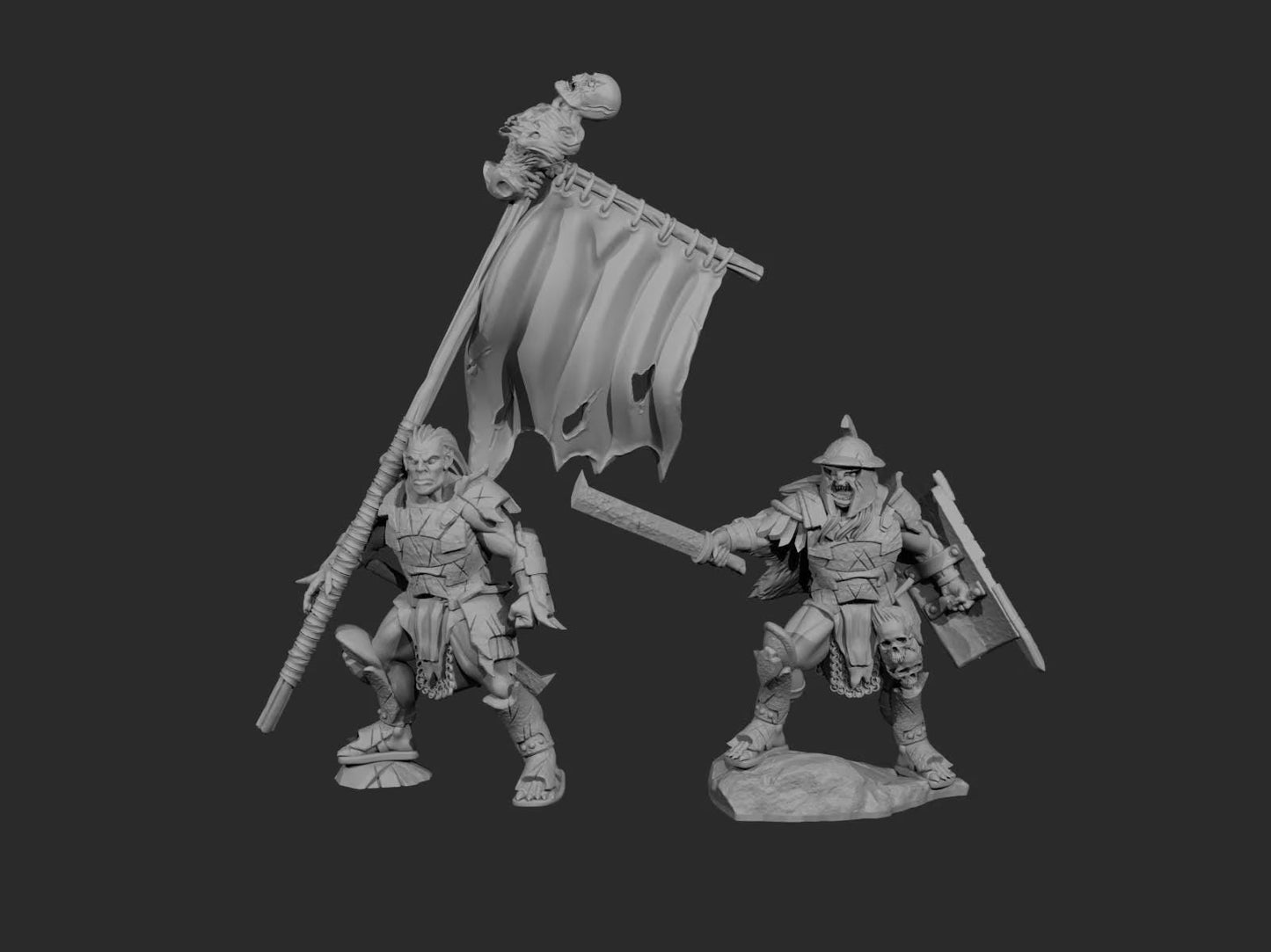 Warbreed Orc Command Set | 28mm Scale Fantasy Infantry Miniatures