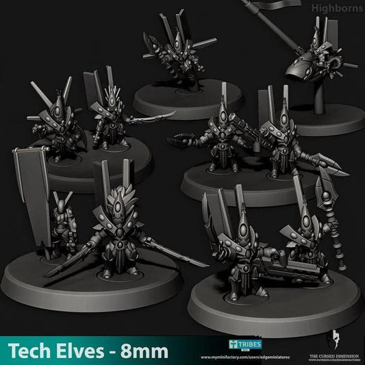 Tech Elves Highborns | 8mm Epic Scale Sci-Fi Infantry Miniatures