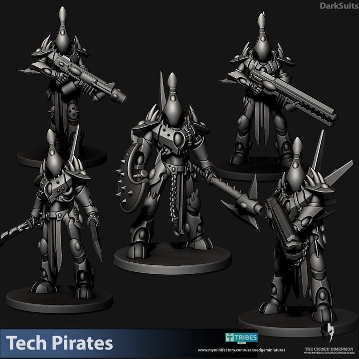 Tech Pirates Dark Suits | 32/28mm Heroic-Scale Sci-Fi Miniatures
