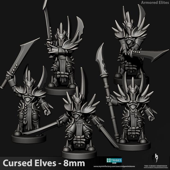 Cursed Elves Warriors | 8mm Epic Scale Sci-Fi Infantry Miniatures
