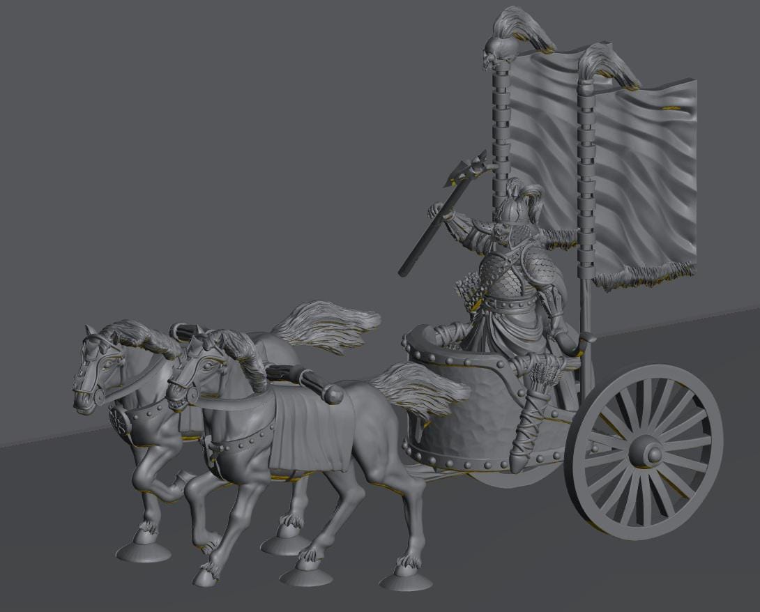 Chariot Raiders King | 28mm Scale Fantasy War Machine Miniatures
