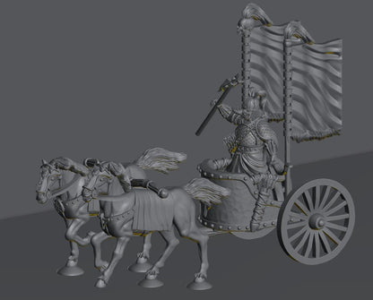 Chariot Raiders King | 28mm Scale Fantasy War Machine Miniatures