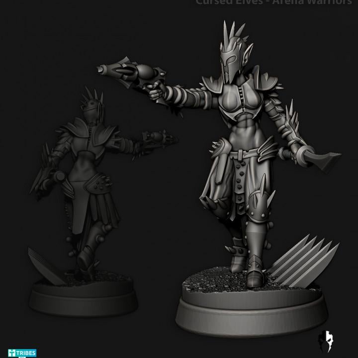 Cursed Elves Warriors | 32/28mm Heroic-Scale Sci-Fi Infantry Miniatures