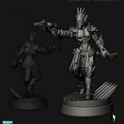 Cursed Elves Warriors | 32/28mm Heroic-Scale Sci-Fi Infantry Miniatures