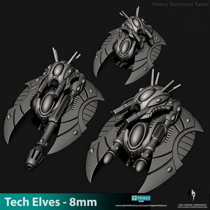 Tech Elves Heavy Destroyer Tank | 8mm Epic Scale Sci-Fi Vehicle Miniatures