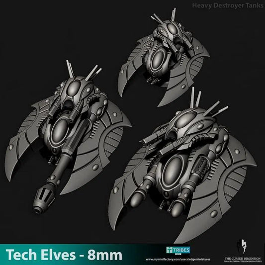 Tech Elves Heavy Destroyer Tank | 8mm Epic Scale Sci-Fi Vehicle Miniatures