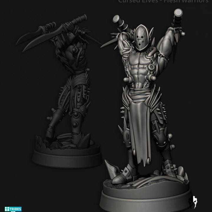 Cursed Elves Warriors | 32/28mm Heroic-Scale Sci-Fi Infantry Miniatures