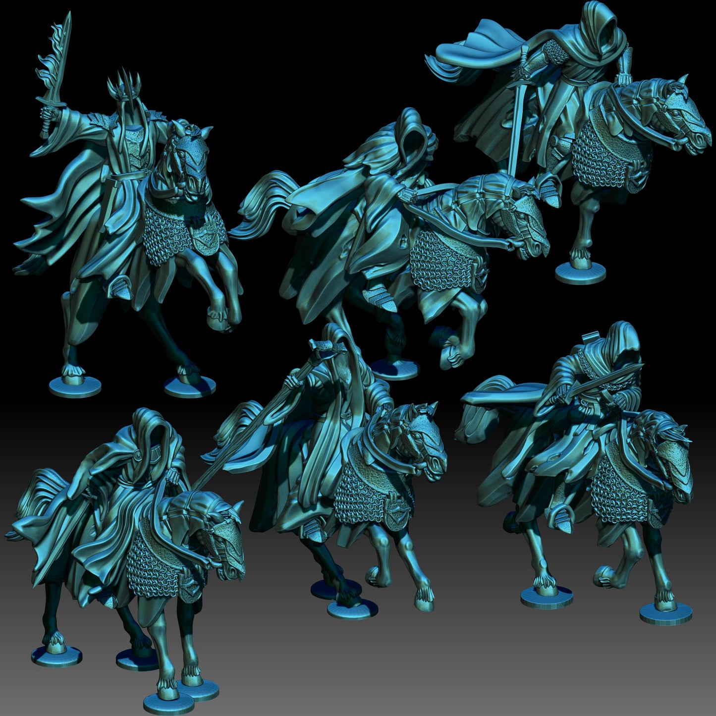 The 9 Lords on Horseback | 28mm Scale Fantasy Cavalry Miniatures