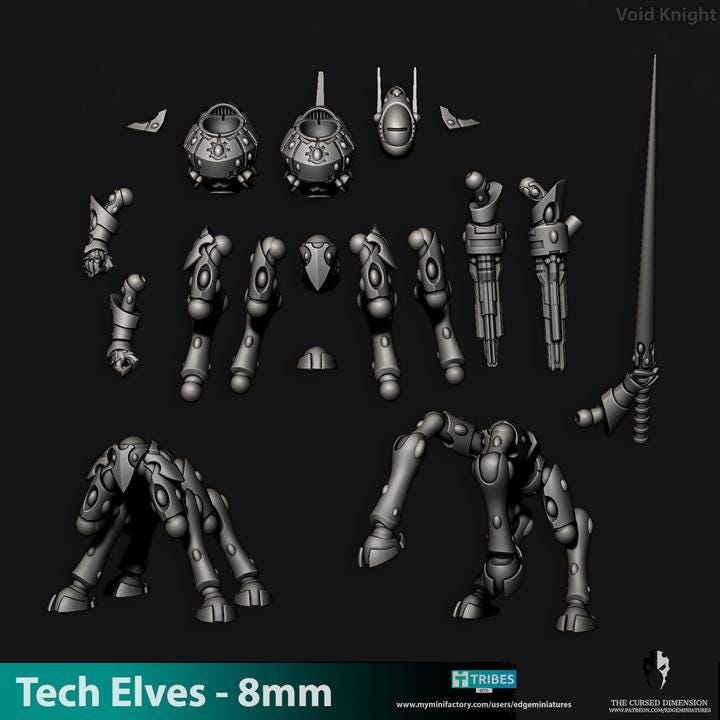 Tech Elves Void Knight | 8mm Epic Scale Sci-Fi Titan Miniature