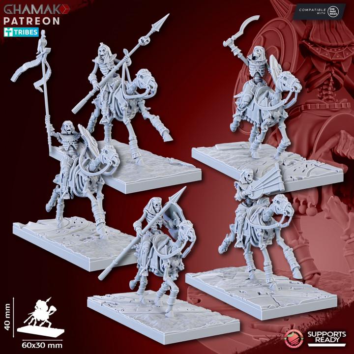 Undead Pharaohs Sand Skeleton Horsemen/Sabretooth Riders | 28mm Heroic-Scale Fantasy Cavalry Miniatures
