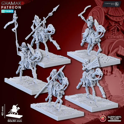 Undead Pharaohs Sand Skeleton Horsemen/Sabretooth Riders | 28mm Heroic-Scale Fantasy Cavalry Miniatures