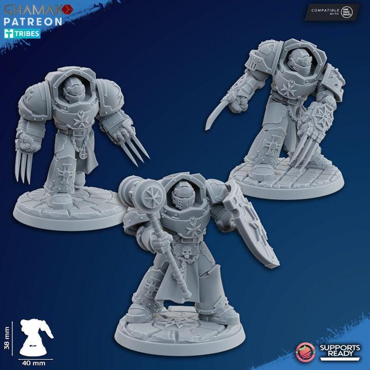 Temple Exterminators | 32/28mm Heroic-Scale Sci-Fi Heavy Power Armour Infantry