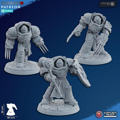 Temple Exterminators | 32/28mm Heroic-Scale Sci-Fi Heavy Power Armour Infantry