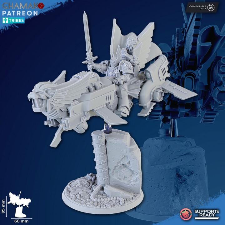 Vengeful Angels Nathaniel | 32/28mm Heroic-Scale Sci-Fi Hover Bike Leader