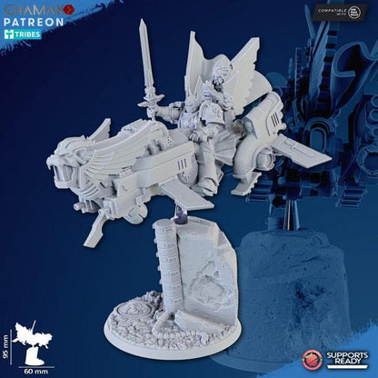 Vengeful Angels Nathaniel | 32/28mm Heroic-Scale Sci-Fi Hover Bike Leader