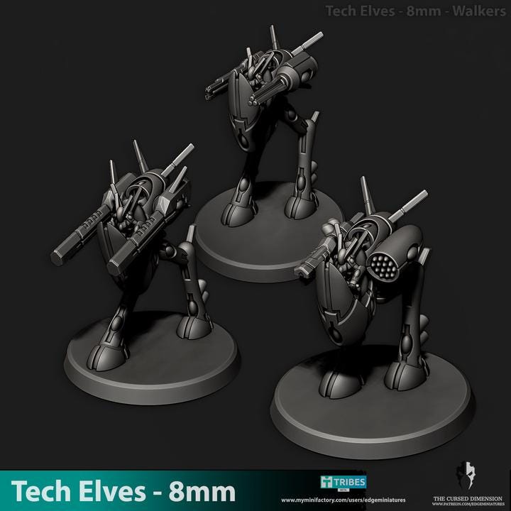 Tech Elves Walkers | 8mm Epic Scale Sci-Fi Walker Miniature