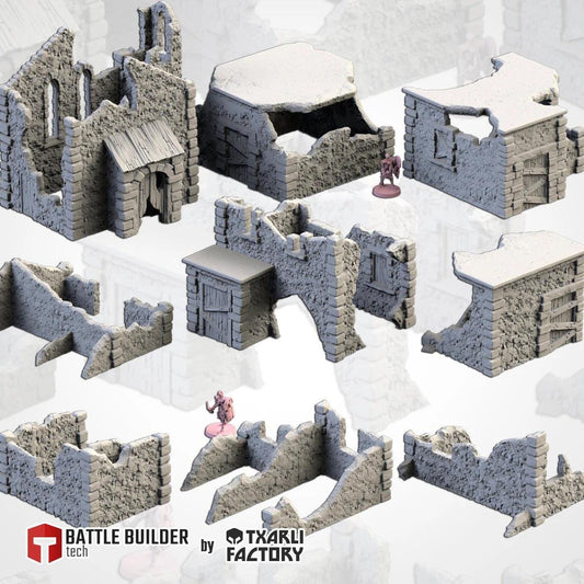 Fantasy Town Ruins | 32/28mm Wargaming Scenery and Miniature Terrain