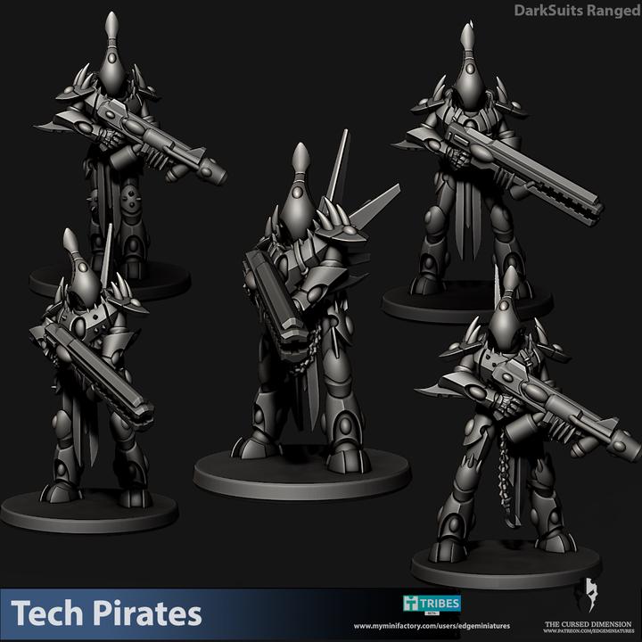 Tech Pirates Dark Suits | 32/28mm Heroic-Scale Sci-Fi Miniatures